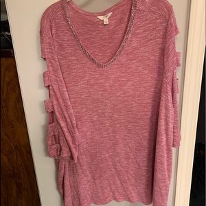 Terra & sky pink cutout sleeve sweater